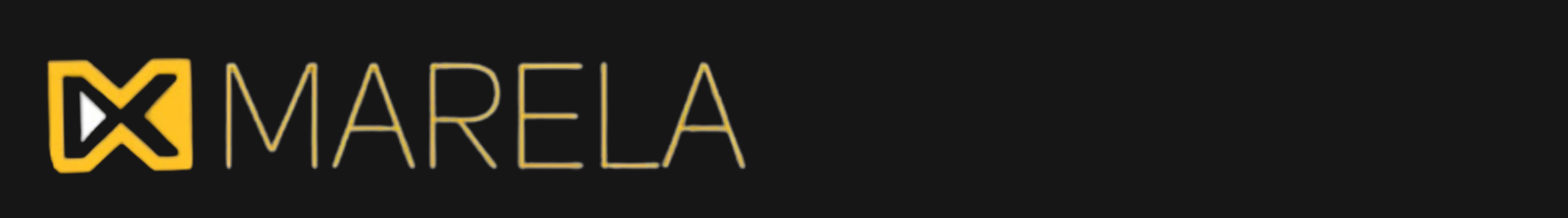 Logotipo da Marela Store com fundo preto e letras amarelas